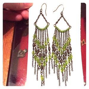 Lovely green and silver chandelier earrings